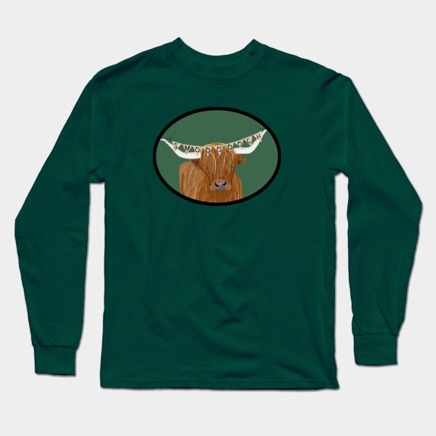 Scottish Highland Cow Giving a Kiss Long Sleeve T-Shirt by ahadden